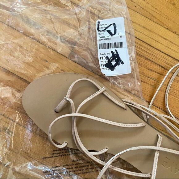 Raye Siam Sandals Nude shoes lace up strappy flats Revolve Sz 10 - Picture 7 of 8